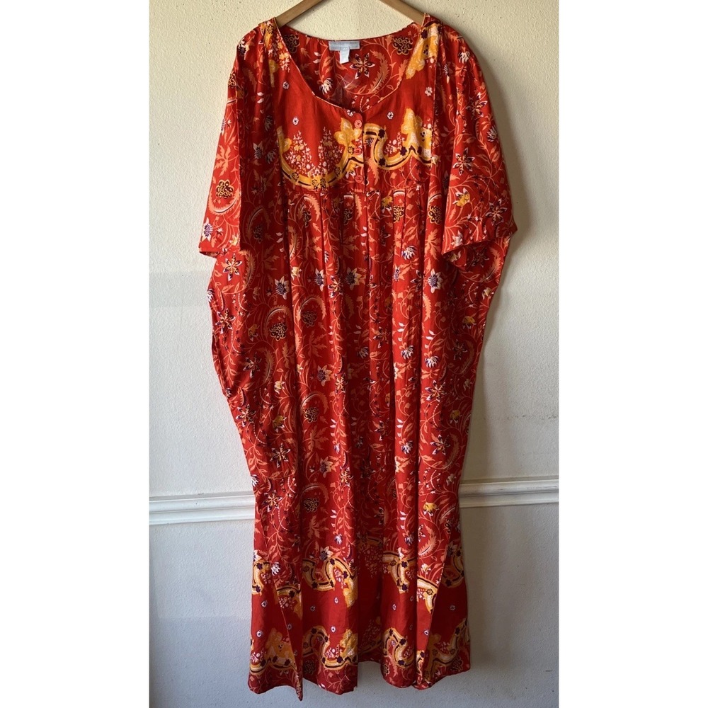 ONLY NECESSITIES Muumuu Dress Yellow/Orange  Floral 4X  (34/36) New Vacation - Picture 2 of 14